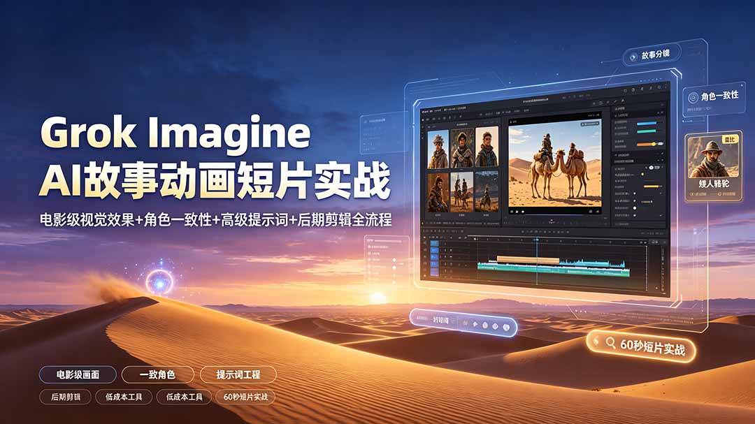 （19305期）Grok Imagine AI故事动画短片实战：电影级视觉效果+角色一致性+高级提示词+后期剪辑全流程-来友网创