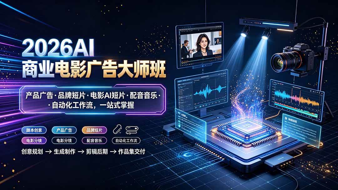 （19303期）2026AI商业电影广告大师班：产品广告·品牌短片·电影AI短片·配音音乐·自动化工作流，一站式掌握-来友网创