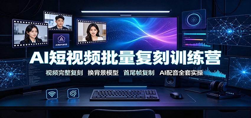 AI短视频批量复刻训练营：视频完整复刻，换背景模型、首尾帧复制、AI配音全套实操-来友网创