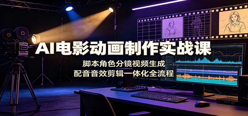 AI电影动画制作实战课：脚本角色分镜视频生成，配音音效剪辑一体化全流程-来友网创