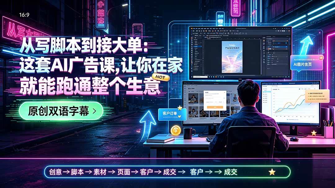 （19318期）从写脚本到接大单：这套AI广告课，让你在家就能跑通整个生意【原创双语字幕】-来友网创