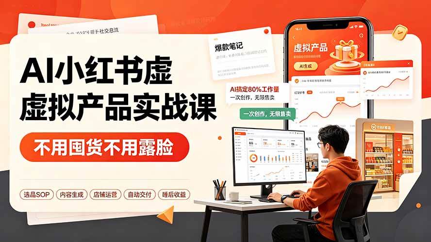（19314期）AI小红书虚拟产品实战课-更新：不用囤货不用露脸，AI搞定80%工作量，一次创作无限售卖睡后收益-来友网创