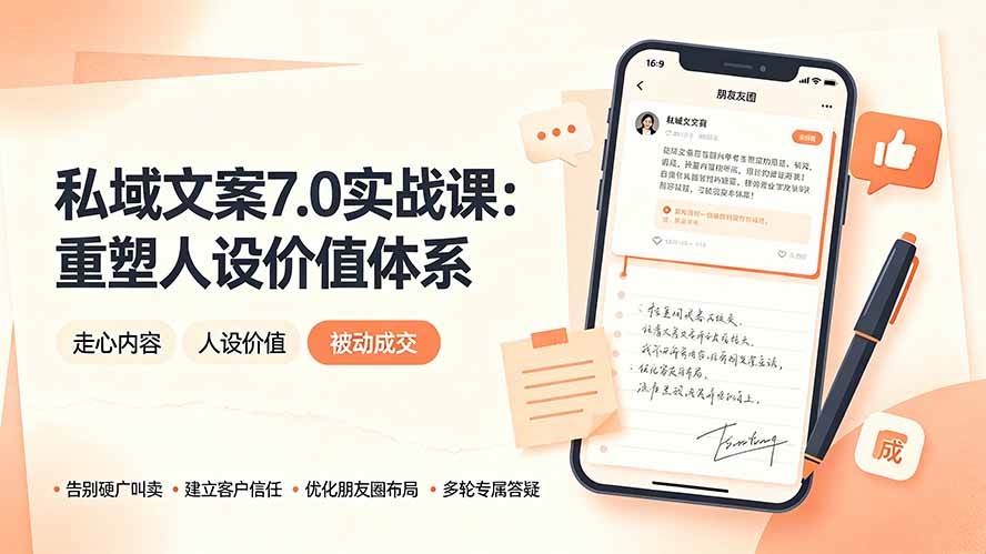 （19313期） 私域文案实战课7.0：重塑人设价值体系｜-告别硬广推销×走心内容×自我价值塑造，实现被动成交-来友网创