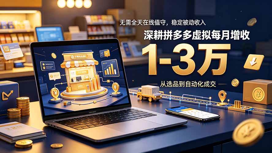 （19326期）无需全天在线值守，稳定被动收入，深耕拼多多虚拟每月增收 1-3 万-来友网创