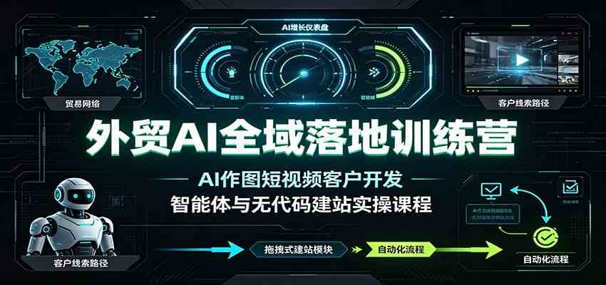外贸AI全域落地训练营：AI作图短视频客户开发，智能体与无代码建站实操课程-来友网创