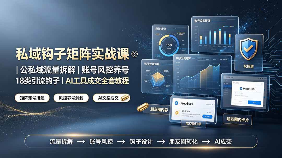 （19321期）私域钩子矩阵实战课〓公私域流量拆解｜账号风控养号｜18类引流钩子｜AI工具成交全套教程-来友网创