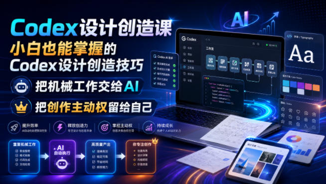 Codex设计创造课，小白也能掌握的Codex设计创造技巧，把机械工作交给AI，把创作主动权留给自己-来友网创