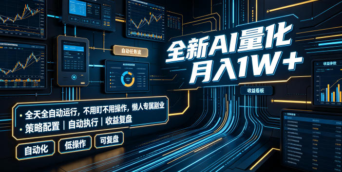 全新AI量化月入1W+，全天全自动运行，不用盯不用操作，懒人专属副业！【揭秘】-来友网创