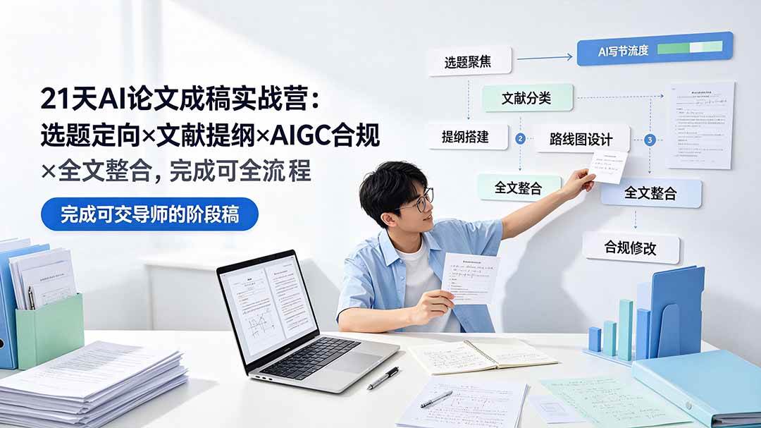 （19334期）21天AI论文成稿实战营：选题定向×文献提纲×AIGC合规×全文整合，完成可交导师的阶段稿-来友网创