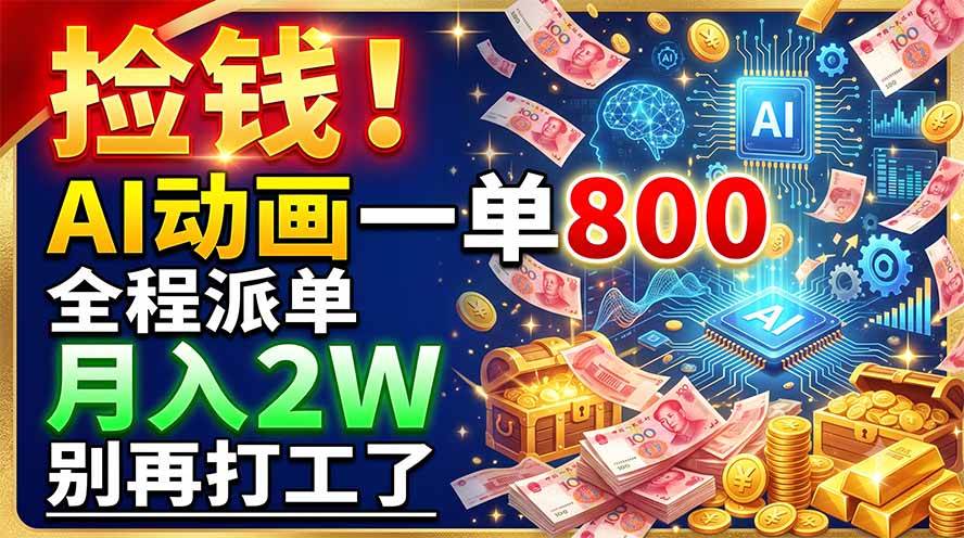 （19330期）捡钱！AI动画一单800，全程派单，月入2W，别再打工了-来友网创