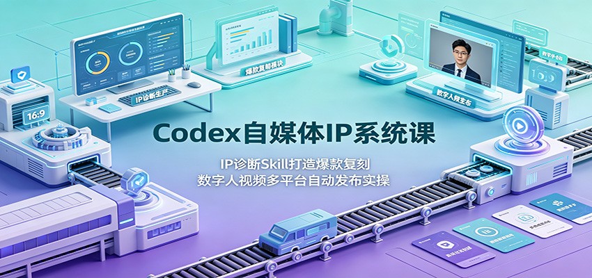 Codex自媒体IP系统课：IP诊断Skill打造爆款复刻，数字人视频多平台自动发布实操-来友网创