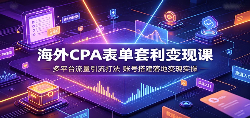 海外CPA表单套利变现课：多平台流量引流打法，账号搭建落地变现实操-来友网创