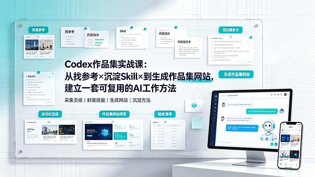 （19361期）Codex作品集实战课：从找参考×沉淀Skill×到生成作品集网站，建立一套可复用的AI工作方法-来友网创