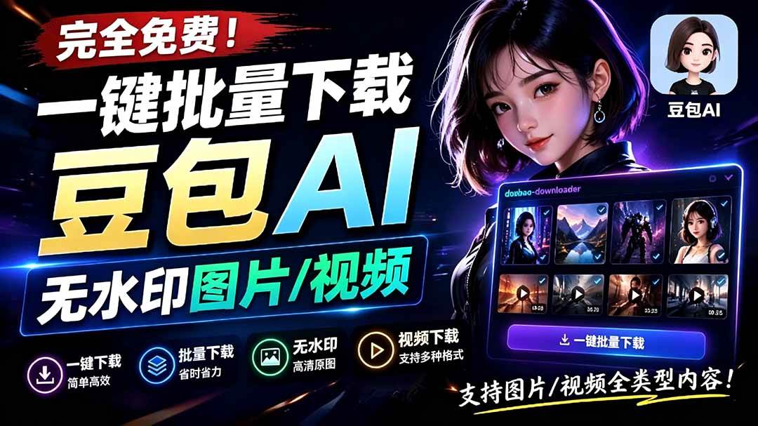 （19355期）Github最新发布！一键批量下载豆包AI无水印图片/视频，简单易用，自动解析提示词，doubao-downloader-来友网创