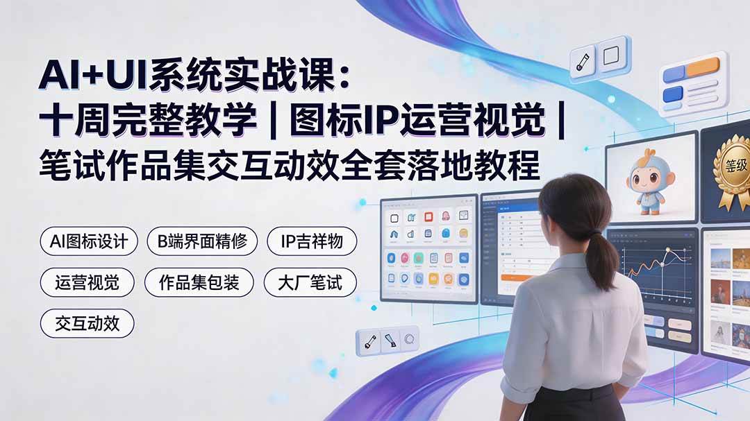 （19378期）AI+UI系统实战课：十周完整教学｜图标IP运营视觉｜笔试作品集交互动效全套落地教程-来友网创
