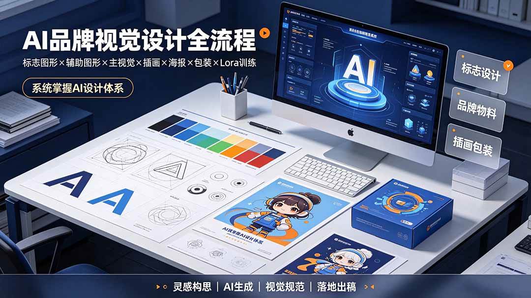 （19372期）AI品牌视觉设计全流程：标志图形×辅助图形×主视觉×插画×海报×包装×Lora训练，系统掌握AI设计体系-来友网创
