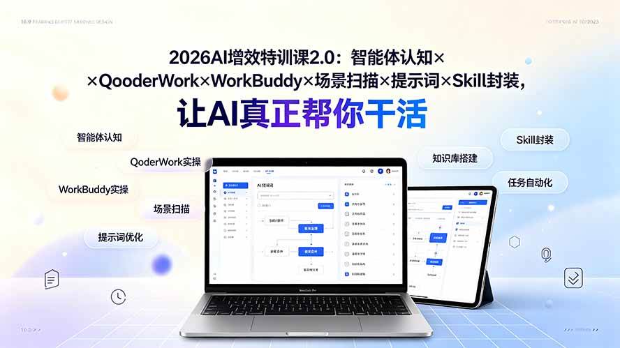 （19368期）2026AI增效特训课2.0：智能体认知×QoderWork×WorkBuddy×场景扫描×提示词×Skill封装，让AI真正帮你干活-来友网创