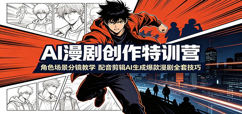 AI漫剧创作特训营：角色场景分镜教学，配音剪辑AI生成爆款漫剧全套技巧-来友网创