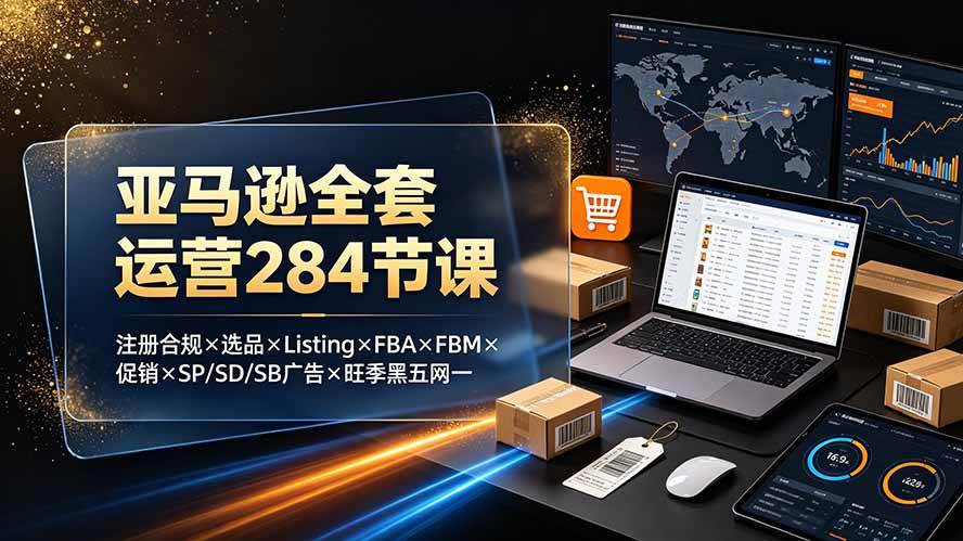 （19410期）亚马逊全套运营284节课：注册合规×选品×Listing×FBA×FBM×促销×SP/SD/SB广告×旺季黑五网一-来友网创