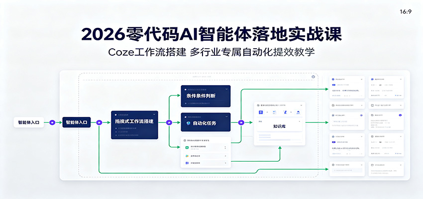 2026零代码AI智能体落地实战课：Coze工作流搭建，多行业专属自动化提效教学-来友网创