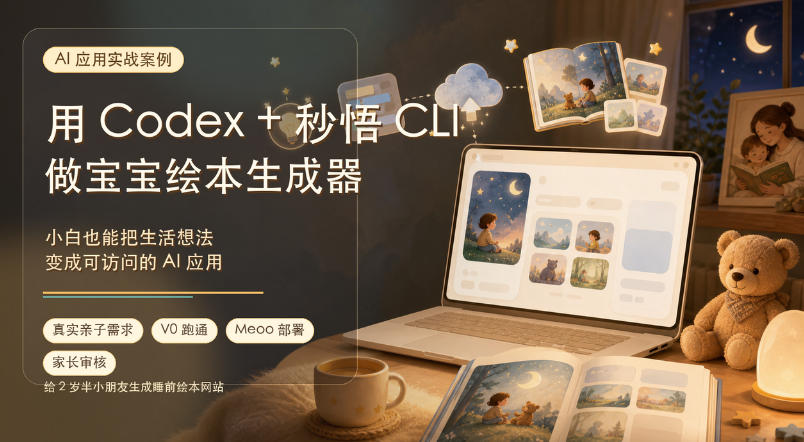 AI应用实战案例，用Codex+秒悟CLl做宝宝绘本生成器，小白也能把生活想法变成可访问的AI应用-来友网创