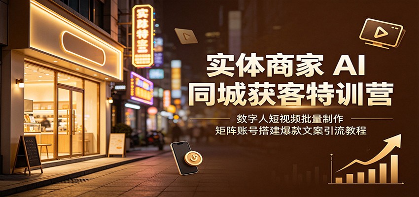实体商家AI同城获客特训营：数字人短视频批量制作，矩阵账号搭建爆款文案引流教程-来友网创
