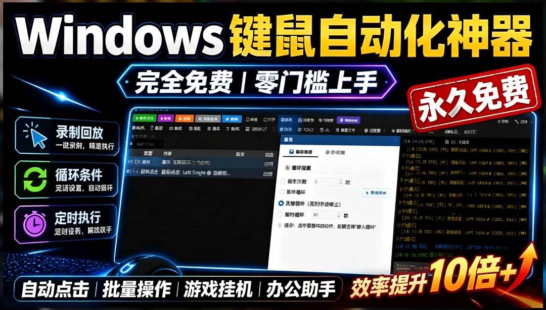 （19423期）专业Windows键鼠自动化工具，免费永久使用，告别重复操作，小白也能快速创建自动化脚本 点点精灵-来友网创