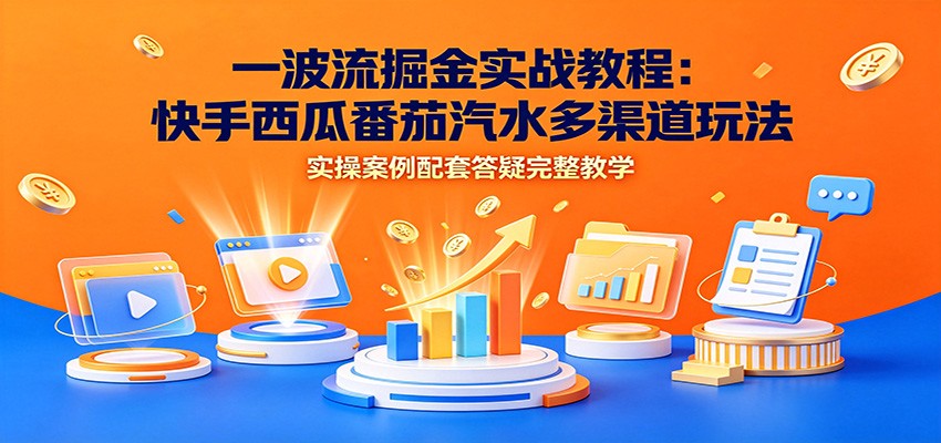 一波流掘金实战教程：快手西瓜番茄汽水多渠道玩法，实操案例配套答疑完整教学-来友网创