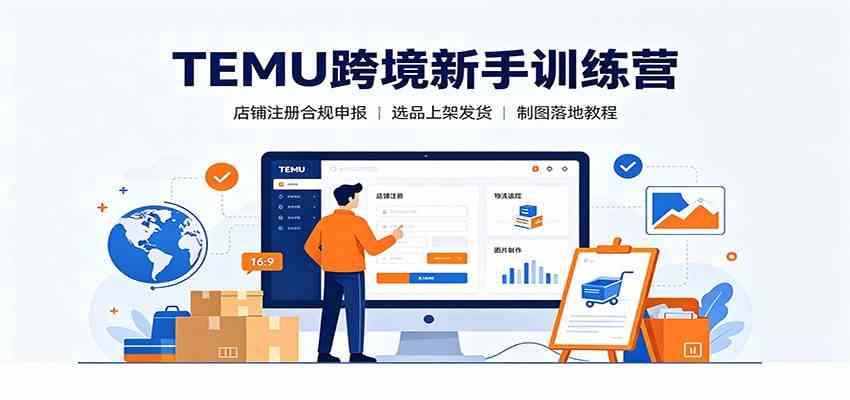 TEMU跨境新手训练营：店铺注册合规申报，选品上架发货制图落地教程-来友网创