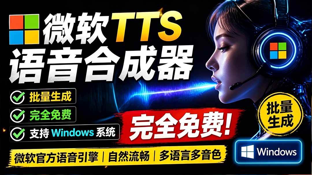 （19494期）微软 TTS 免费语音配音生成器，完全免费，支持多语音、多音色选择，Windows系统专用 TTS语音合成器-来友网创