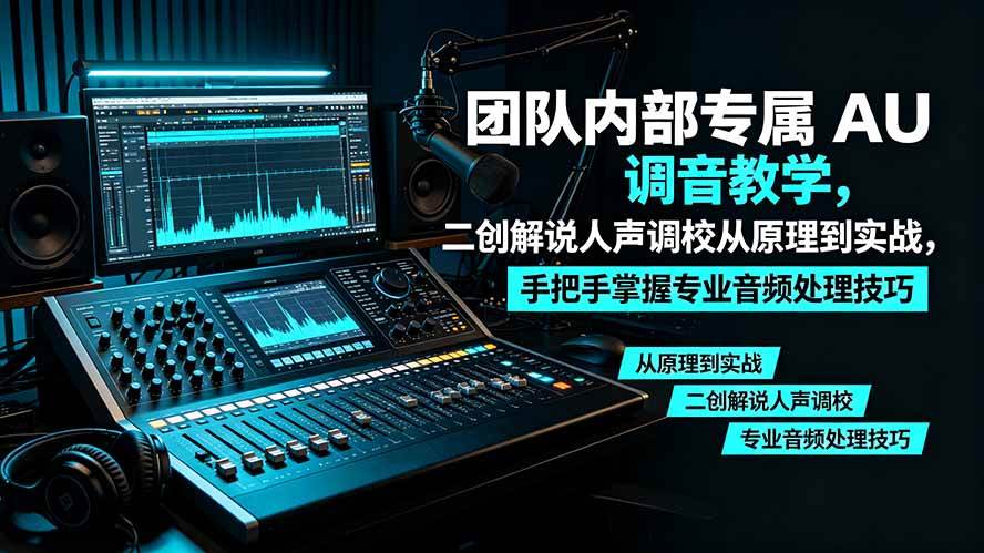 （19517期）某大佬团队内部专属 AU 调音教学，二创解说人声调校从原理到实战，手把手掌握专业音频处理技巧-来友网创