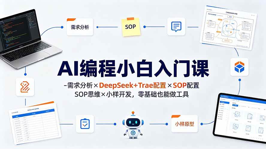 （19539期）AI编程小白入门课-需求分析×DeepSeek+Trae配置×SOP思维×小样开发，零基础也能做工具-来友网创