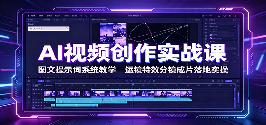 AI视频创作实战课：图文提示词系统教学，运镜特效分镜成片落地实操-来友网创