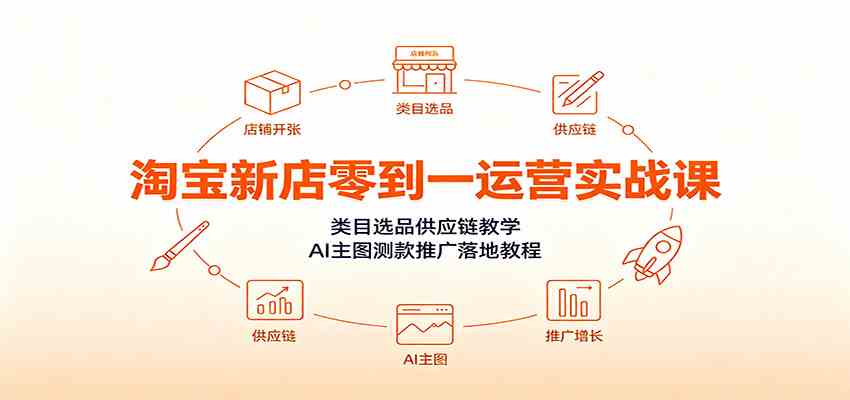 淘宝新店零到一运营实战课：类目选品供应链教学，AI主图测款推广落地教程-来友网创