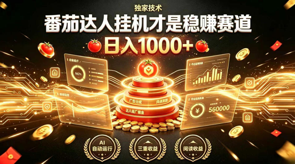 别再瞎找副业！番茄达人挂G才是稳賺赛道，日入1000+，全程傻瓜式操作，可矩阵放大【揭秘】-来友网创