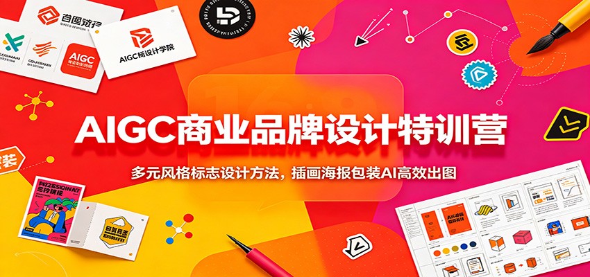 AIGC商业品牌设计特训营：多元风格标志设计方法，插画海报包装AI高效出图-来友网创