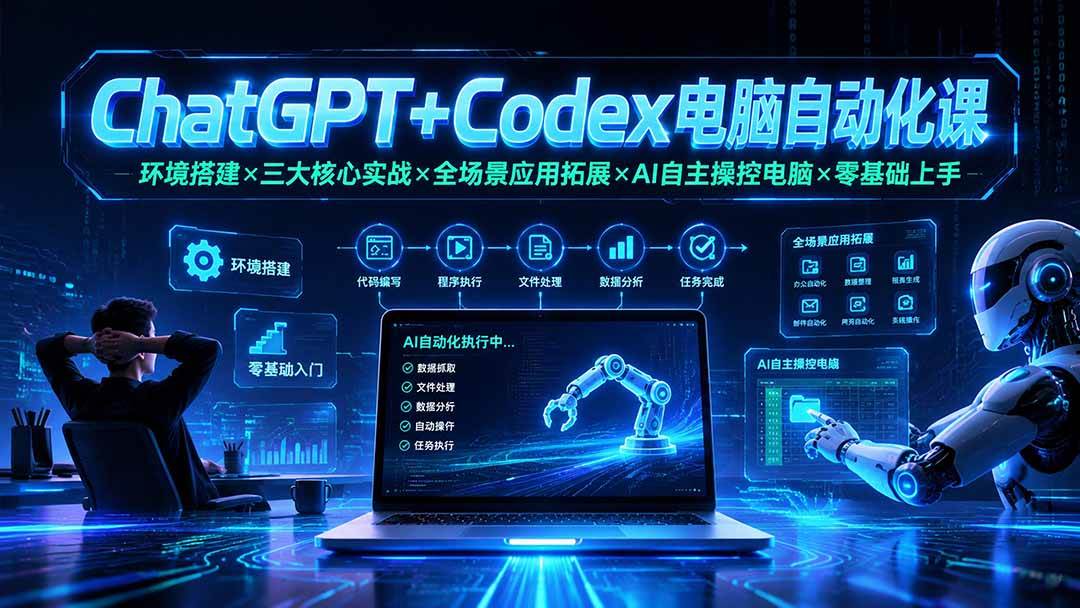 （19583期）ChatGPT+Codex电脑自动化课：环境搭建×三大核心实战×全场景应用拓展×AI自主操控电脑×零基础上手-来友网创