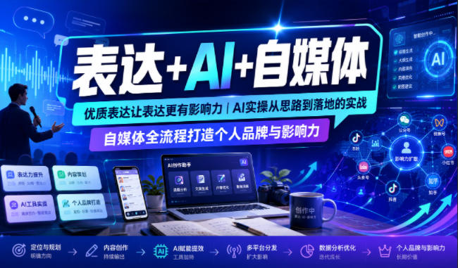 表达+AI+自媒体，优质表达让表达更有影响力|AI实操从思路到落地的实战|自媒体全流程打造个人品牌与影响力-来友网创