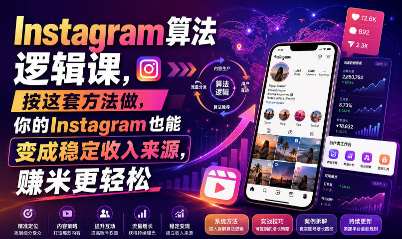 Instagram算法逻辑课，按这套方法做，你的Instagram也能变成稳定收入来源，賺米更轻松【原创双语字幕】-来友网创