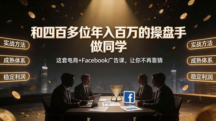 （19592期）和四百多位年入百万的操盘手做同学——这套电商+Facebook广告课，让你不再靠猜【原创双语字幕】-来友网创