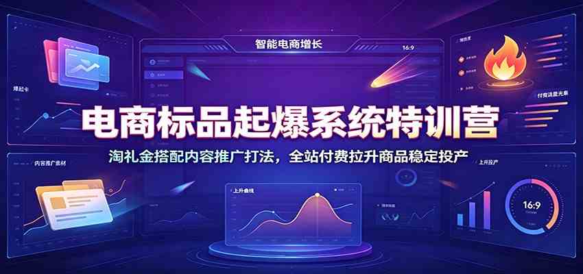 电商标品起爆系统特训营：淘礼金搭配内容推广打法，全站付费拉升商品稳定投产-来友网创