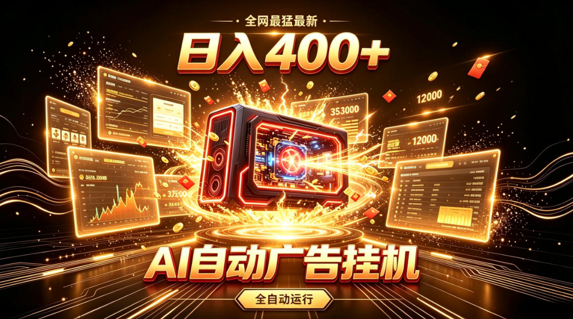 全网最猛最新的AI自动广告挂G，狠收益日入400+，真正做到躺賺式变现【揭秘】-来友网创