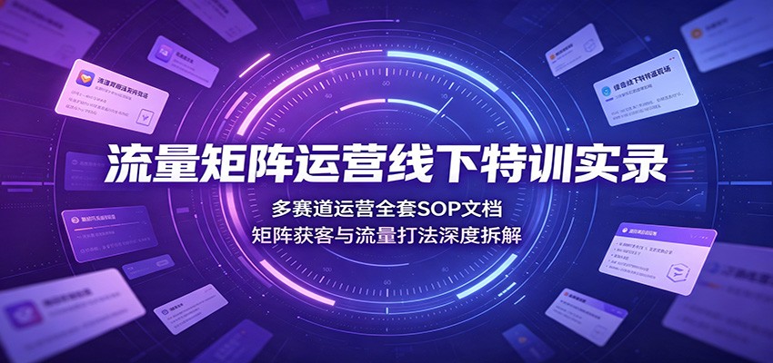 流量矩阵运营线下特训实录：多赛道运营全套SOP文档，矩阵获客与流量打法深度拆解-来友网创