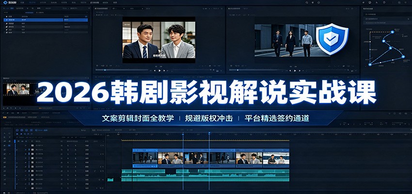2026韩剧影视解说实战课：文案剪辑封面全教学，规避版权冲击平台精选签约通道-来友网创