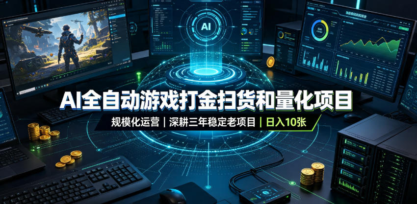 AI全自动游戏打金扫货和量化项目，规模化运营日入10张，深耕三年稳定老项目！【揭秘】-来友网创