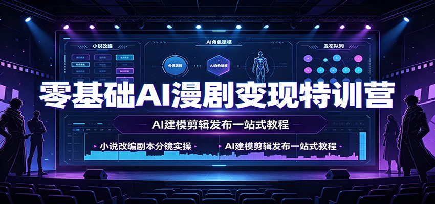 零基础AI漫剧变现特训营：小说改编剧本分镜实操，AI建模剪辑发布一站式教程-来友网创