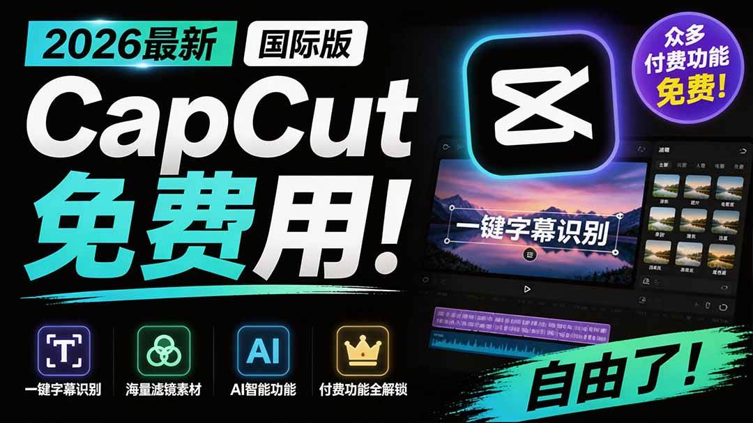 （19621期）2026最新国际版剪映！CapCut 众多付费功能免费用，一键字幕识别 / 滤镜素材 / AI智能功能自由了 CapCut-来友网创