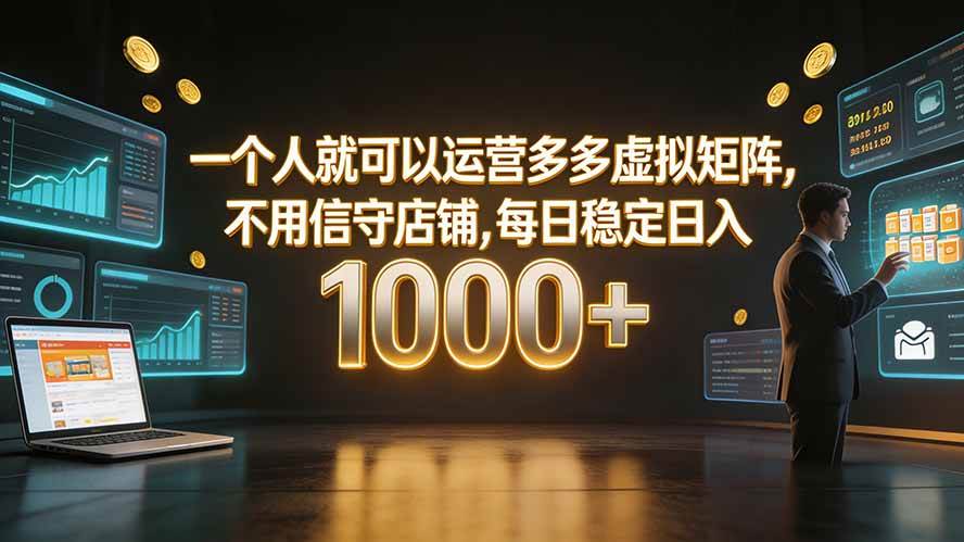 （19622期）一个人就可以运营多多虚拟矩阵，不用值守店铺，每日稳定日入 1000+-来友网创