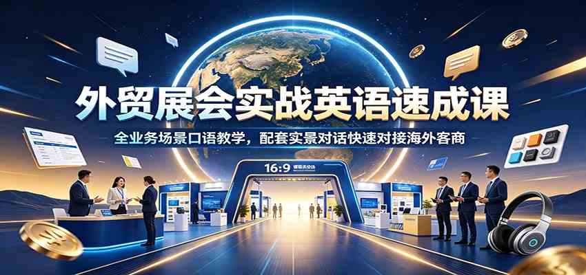 外贸展会实战英语速成课：全业务场景口语教学，配套实景对话快速对接海外客商-来友网创