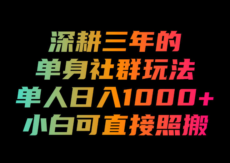 深耕三年的单身社群玩法，单人日入1000+，小白可直接照搬！【揭秘】-来友网创